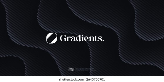 Wavy linear pattern with gradient colors. Vector presentation template. 