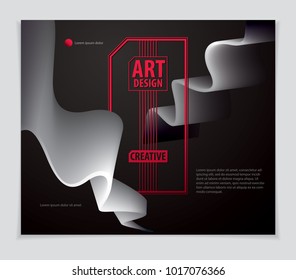 Wavy lined abstract vector shape, abstract art element. Perfect for gift card, cover, poster or brochure. Bright color wave dimensional object.