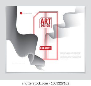 Wavy lined abstract vector shape, abstract art element. Perfect for gift card, cover, poster or brochure. Bright color wave dimensional object.