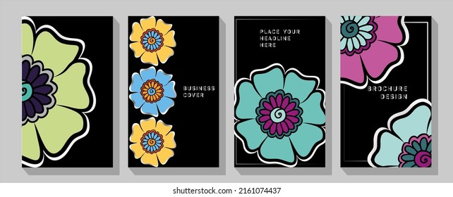 Wavy lined flower abstract vector shape, abstract art element.  Colorful geometric background, vector illustration.