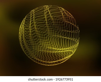 wavy lined sphere in dark  vector background