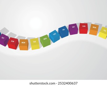 Cubos tridimensionales ondulados Una semana Infografía