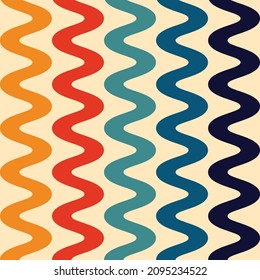 Wavy Lines 70s Retro Color Seamless Pattern