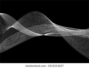 Wavy Lines Abstract Background Design, Vector Black And White Wavy Line Background