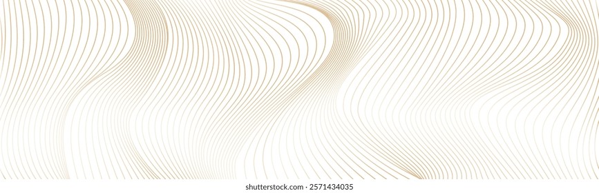 Wavy lines abstract background, thin light wavy stripes with optical movement effect. Minimalistic drawing, graphic flow of curves. Modern vector illustration isolated on white. Vector