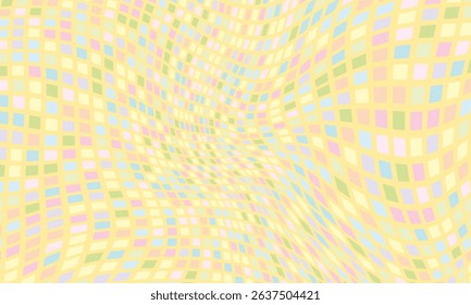 Wavy lines abstract background. Trendy psychedelic retro style backdrop. Waves, swirl and twirl pattern. Twisted distorted vector texture. Y2k aesthetic design. Abstract spotted deform background