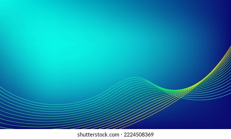 Líneas onduladas abstractas con fondo de malla de gradiente azul para papel de pared o banner
