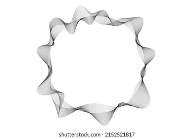 Wavy lines of abstract circles of black color on a white background for technology, music, science and the digital world