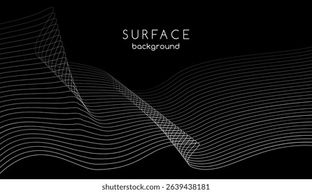Wavy lines abstract flowing surface vector background for banners, presentations, web header