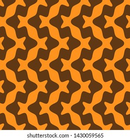 Wavy Lines. Abstract Geometric Background Design. Vector Seamless orange and brown Pattern.