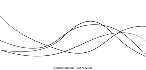 Wavy lines abstract vector background. Curve wave seamless pattern. Line art striped graphic template. Vector illustration.