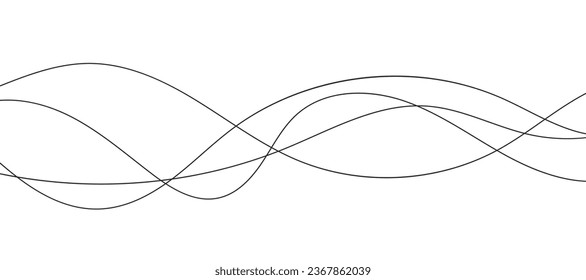 Wavy lines abstract vector background. Curve wave seamless pattern. Line art striped graphic template. Vector illustration.
