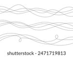 Wavy lines. Abstract vector illustration on white background. Curve flow dynamic design. Liquid music soundwaves. Scribble swirl strokes. Doodle stream art.