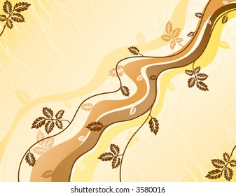 Wavy lines and autumn leaves background