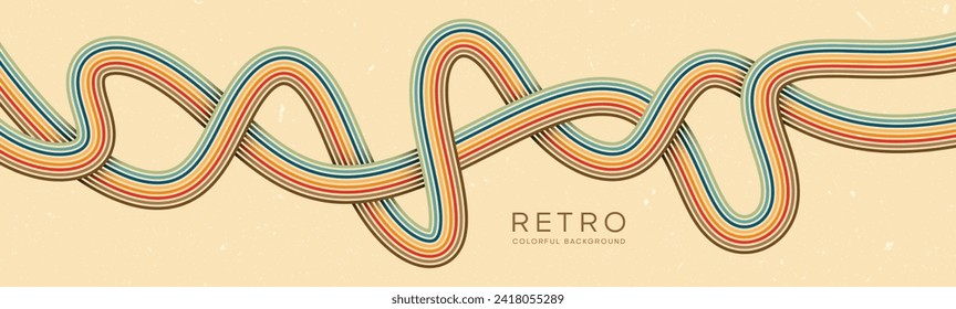 Fondo de líneas onduladas en el estilo retro hippie de los años 70. Los archivos vectores son adecuados para papel de pared, deformación de automóviles y textiles	