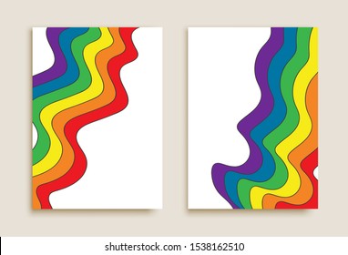 Wavy lines background with rainbow colors.