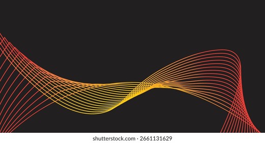 Wavy lines background with red and yellow gradient