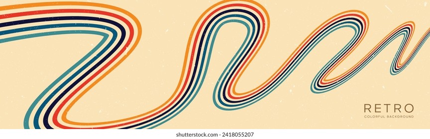 Wavy lines background in Retro groovy style. Vector files are suitable for wall wallpapers, car arches and textiles	