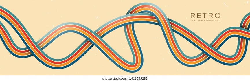 Wavy lines background in retro groovy 1970s style. Vector files are suitable for wall wallpapers, car arches and textiles
