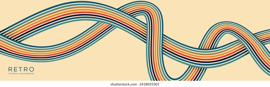 Wavy lines background in retro groovy 1970s style. Vector files are suitable for wall wallpapers, car arches and textiles