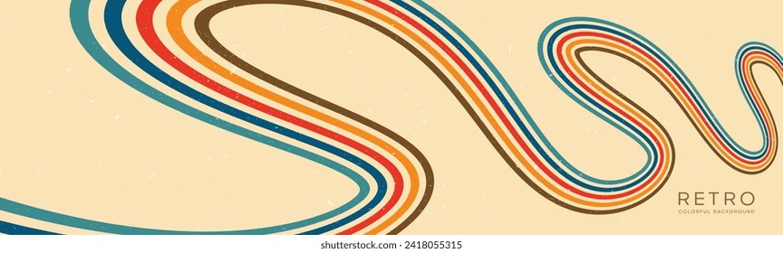 Wavy lines background in Retro groovy style. Vector files are suitable for wall wallpapers, car arches and textiles	