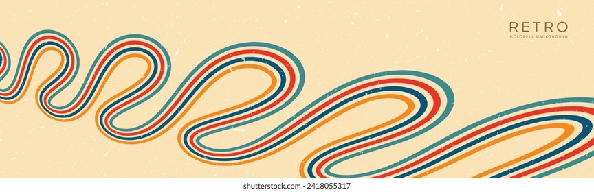 Wavy lines background in Retro groovy style. Vector files are suitable for wall wallpapers, car arches and textiles	