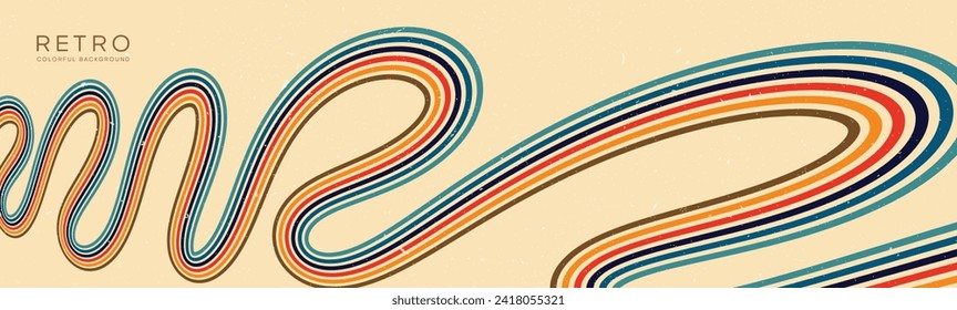 Wavy lines background in Retro groovy style. Vector files are suitable for wall wallpapers, car arches and textiles	