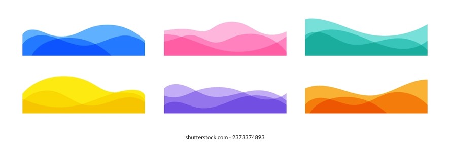 Wavy lines banner set. Curvy shapes for web site border