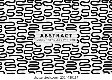 Wavy lines black shape seamless repeat vector pattern