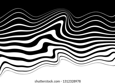 
Wavy lines from black to white. Modern black and white vector background