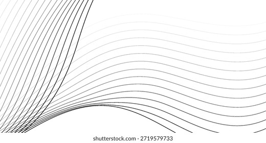 Formas de branco preto com linhas onduladas, fundo de curvas abstratas, elemento gráfico para design, apresentações, uso da Web e visuais minimalistas modernos, 182 caracteres