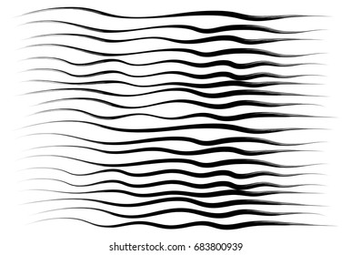 Wavy lines, brush drawing. Vector brushes. Hand-drawn brushstrokes
