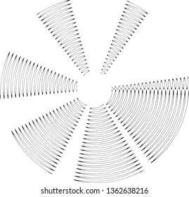 Wavy Lines in Circle Form . Vector Illustration .Technology zigzag round Logo . Circular Design element for patterns , backgrounds , brochures, posters . Abstract concentric stripes Geometric shape .
