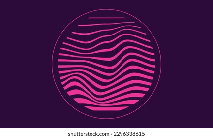 Wavy lines with circle frame background template copy space in rounded frame. Suitable for poster, banner, or landing page.