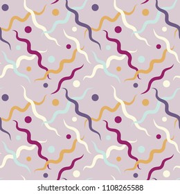 Wavy lines and circles. Seamless background.