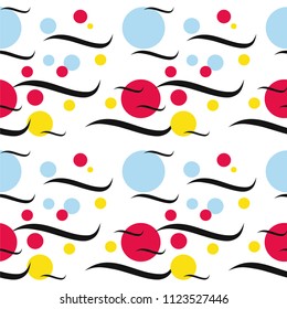 Wavy lines and circles Seamless pattern