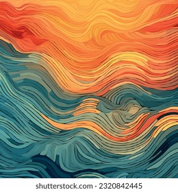 Líneas onduladas coloreadas. Diseño abstracto. Fondo del patrón de gráficos vectoriales. Textura de patrón para el interior, embalaje, papel pintado, textil, papel, decoración interior, imagen. SSTKabstract.