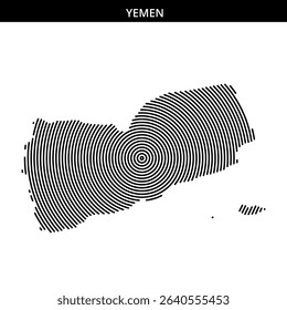 Wavy lines creatively outline Yemen.