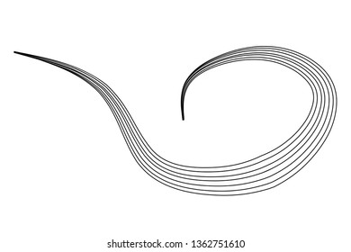 Wavy lines design element black isolated on white vector template