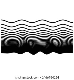 wavy lines design element vector template isolated on white horizontal curved stripes 