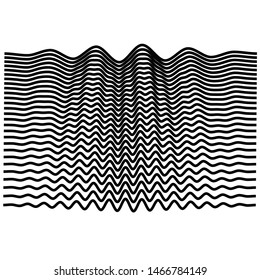 wavy lines design element vector template isolated on white horizontal curved stripes 