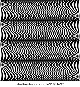 Wavy lines design. Striped black and white pattern. Vector art.