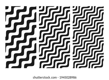 Wavy Lines Diagonal Stripes Seamless Pattern Background Vector Set