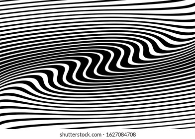 Wavy lines for digital wallpaper design. Fantasy style. Abstract motion light effect. B&W wallpaper vector. Technology background. Psychedelic pattern. Cover design template. Abstract digital wave.