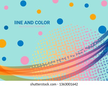 Wavy lines and dots background. Abstract design element for poster or banner. Modern colorful vector illustration