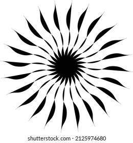Wavy lines in floral design shape. Hypnotic design. Vector isolated on white background
