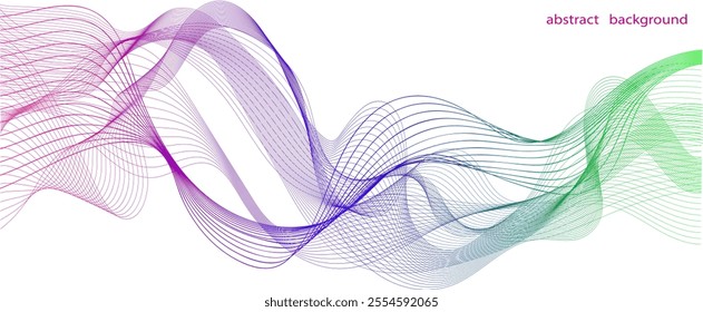 Wavy lines flowing in soft purple and blue shades create an abstract background. Ideal for modern designs