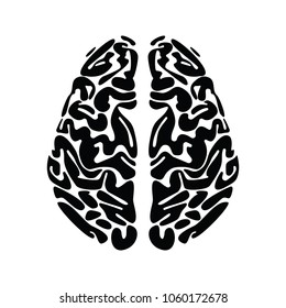 Wavy lines form a human brain in vector format.