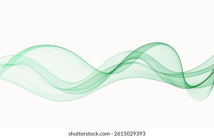 Wavy lines form a wave flow. Abstract design element. Green wave.