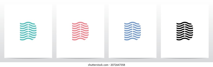 Wavy Lines Forming Letter Logo Design D